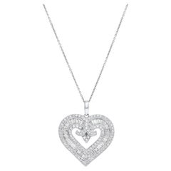Diana M. Custom  3,00 Cts. Colgante Corazón Diamante Oro Blanco 18K