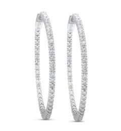 Diana M. Custom 3.00 Cts. Diamond Hoop Earrings 18K White Gold