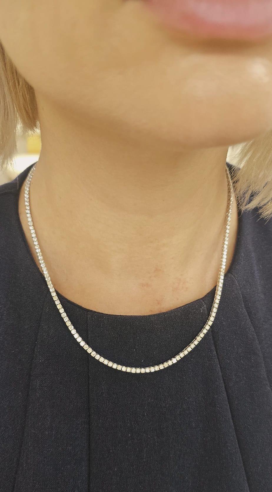 Diana M. Custom  3.10 Cts. Diamond Tennis Necklace 14K White Gold In New Condition For Sale In New York, NY