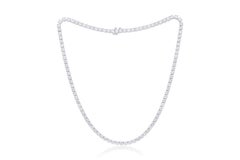 Diana M. Custom 32.20 cts 4 Prong Diamond 18k White Gold Diamond Tennis Necklace