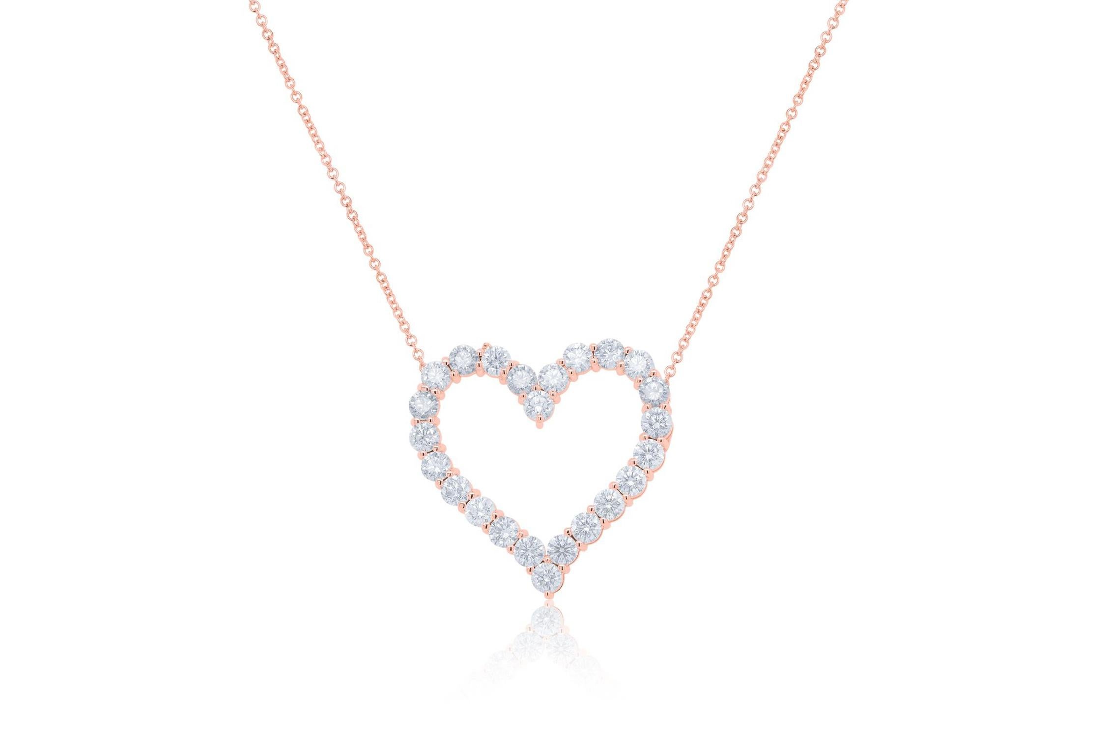 Diana M. Custom 3.30 kt. Diamant-Herz-Anhänger 18K Rose Gold (Rundschliff) im Angebot