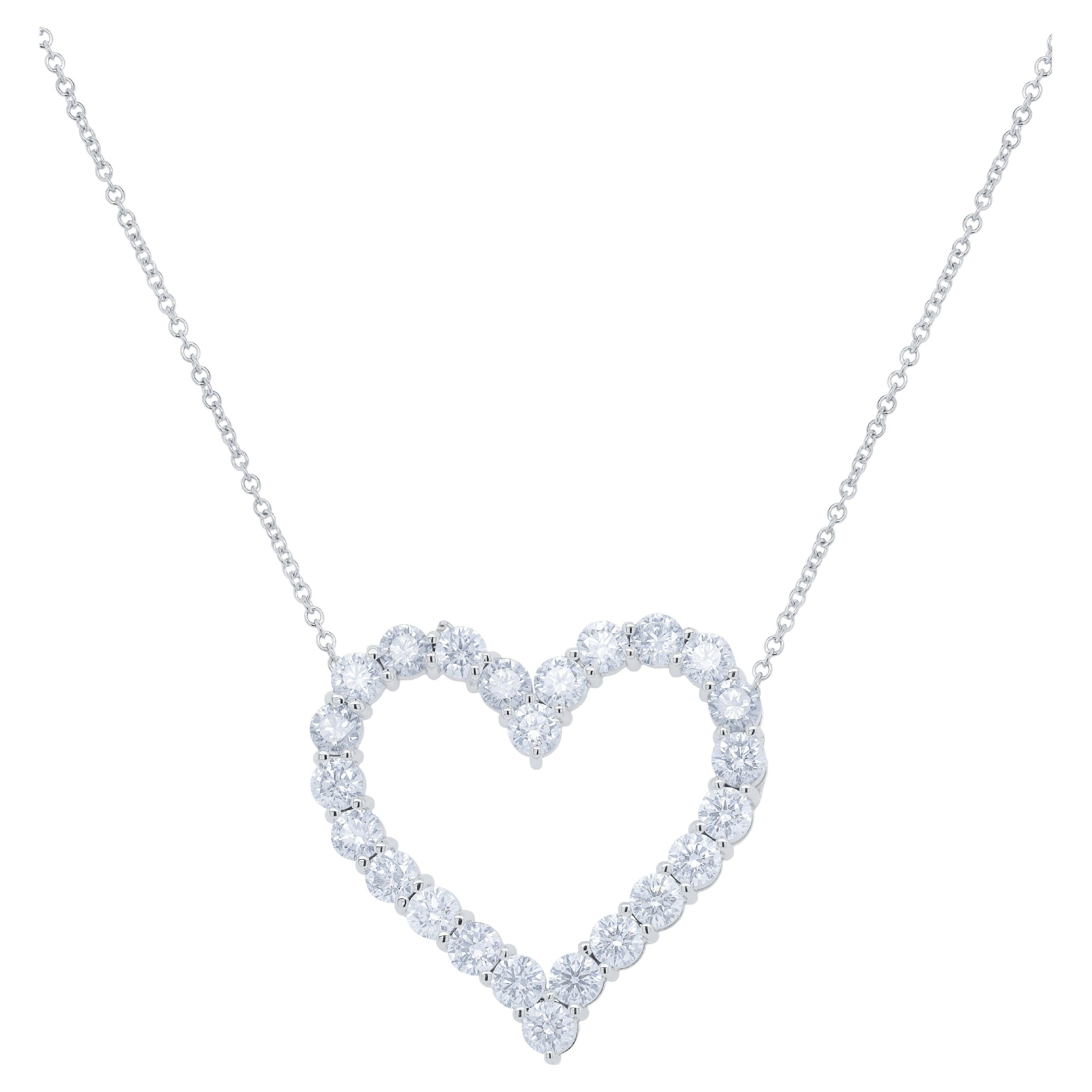 Diana M. I. Custom  3,30 carati. Ciondolo a forma di cuore con diamante in oro bianco 18 carati