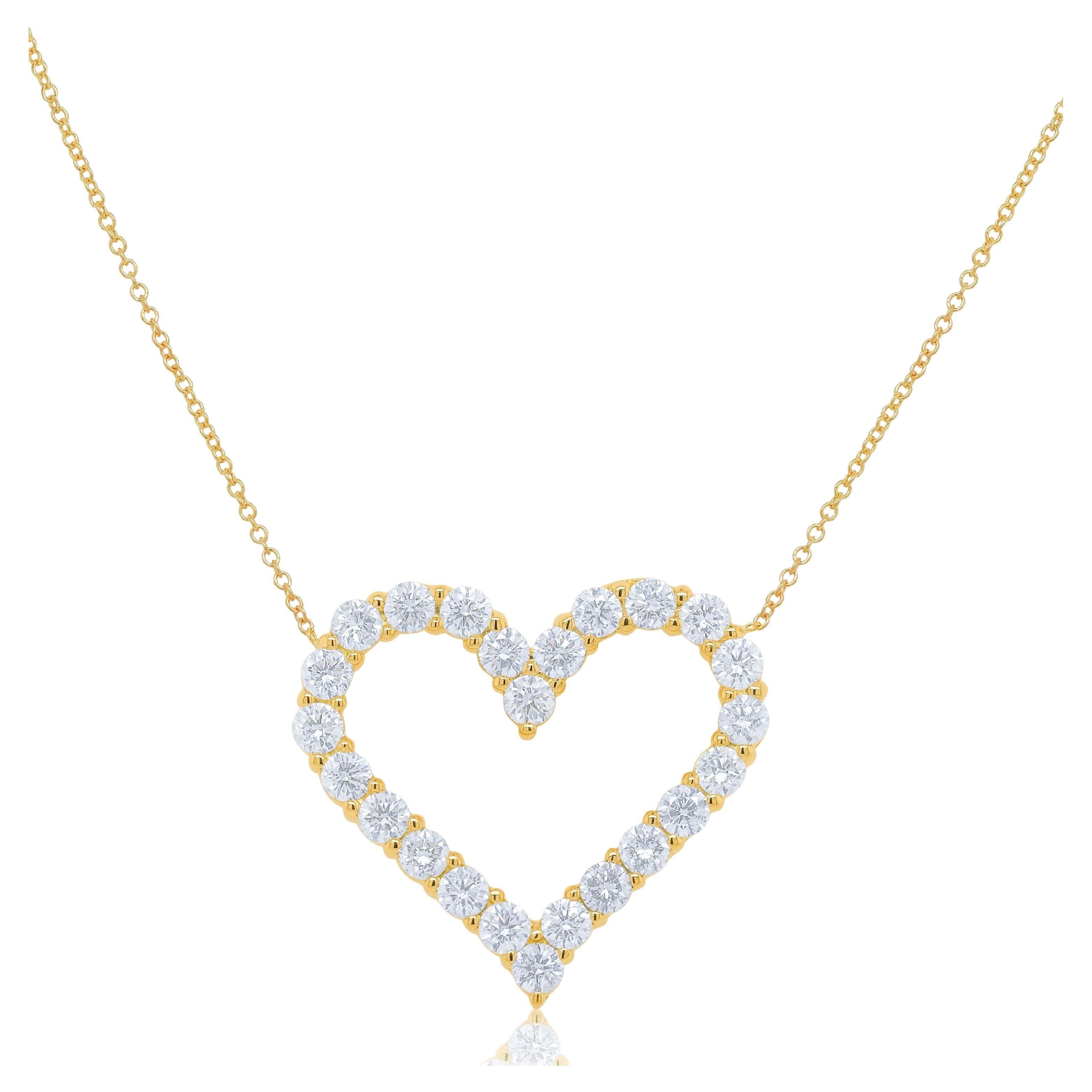 Diana M. I. Custom 3.35 carati. Ciondolo a forma di cuore con diamante in oro giallo 18 carati