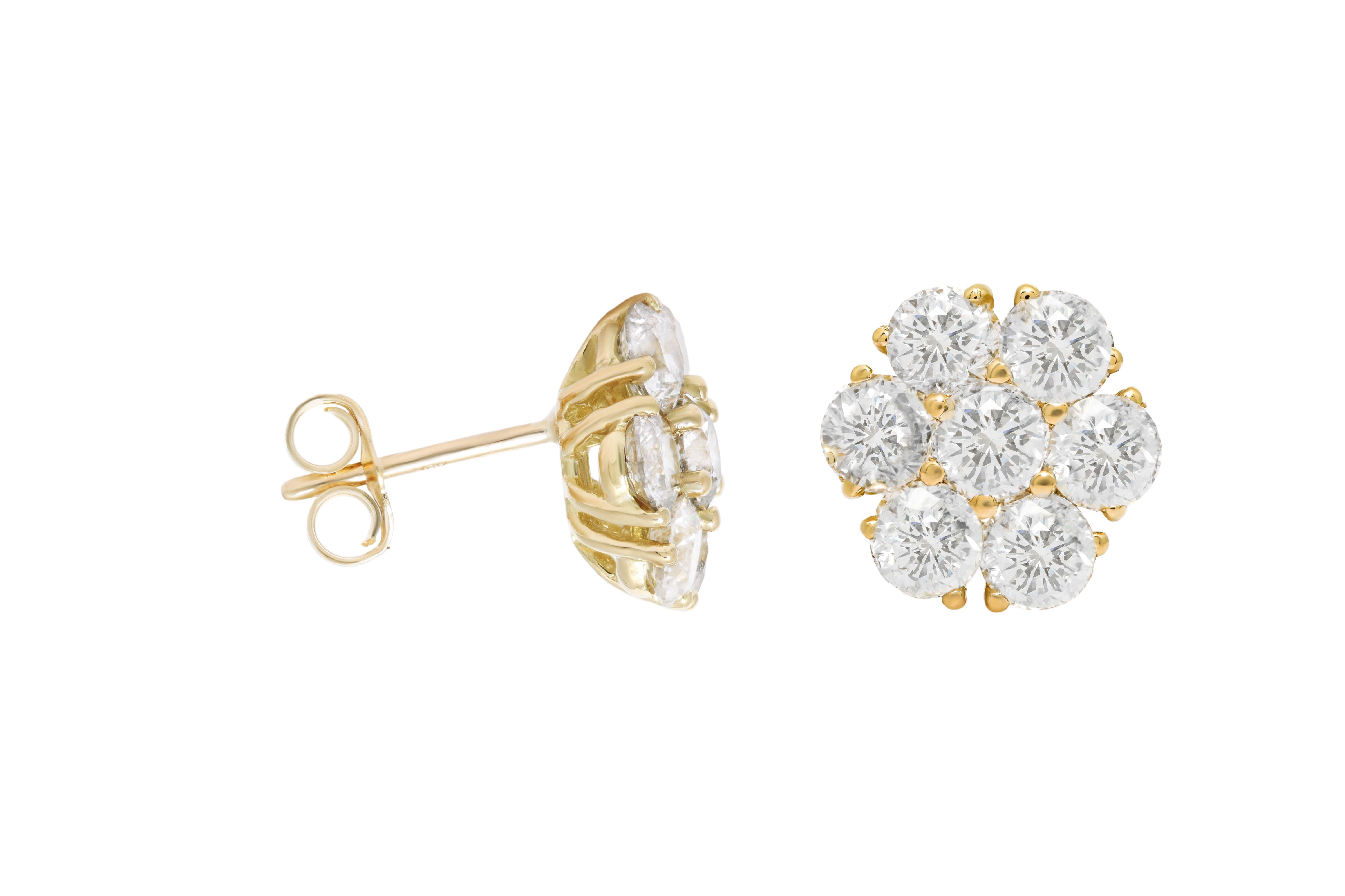 Diana M. Custom 3.50 Cts. Diamond Stud Earirngs 14K Yellow Gold
