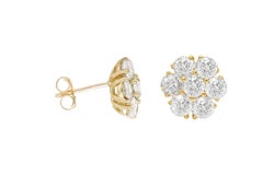 Diana M. Custom 3.50 Cts. Diamond Stud Earirngs 14K Yellow Gold