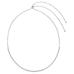 Diana M. maßgefertigte Bolo-Halskette, 3,50 Karat runder Diamant 14k Weißgold abgestufte Bolo-Halskette