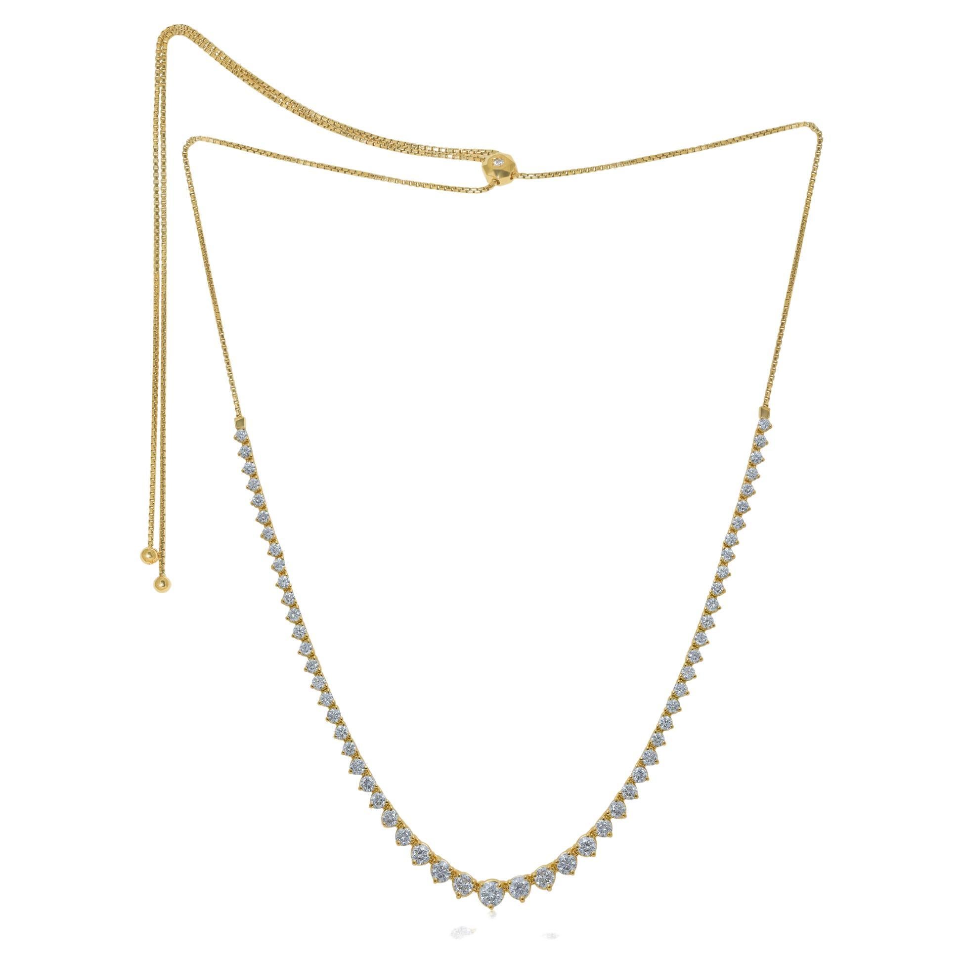 Diana M. Maßgefertigte Bolo-Halskette, 3,50 Karat runder Diamant 14k Gelbgold abgestufte Bolo-Halskette im Angebot