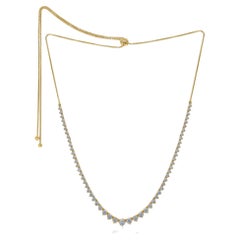 Diana M. Maßgefertigte Bolo-Halskette, 3,50 Karat runder Diamant 14k Gelbgold abgestufte Bolo-Halskette
