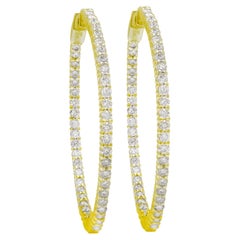 Diana M. Custom 3.70 Cts. Diamond Hoop Earrings 14K Yellow Gold