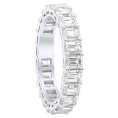 Diana M. Custom 3.75 Cts. Emerald Cut Diamond Eterniry Band Ring 18K White Gold