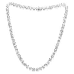 Diana M. Custom 37.65 cts 4 Prong  Round Diamond 18k White Gold Tennis Necklace 