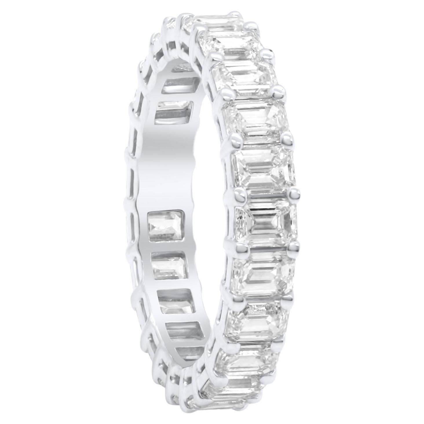 Diana M. Custom 3.77 Cts. Emerald Cut Diamond Eterniry Band 18K Whtie Gold