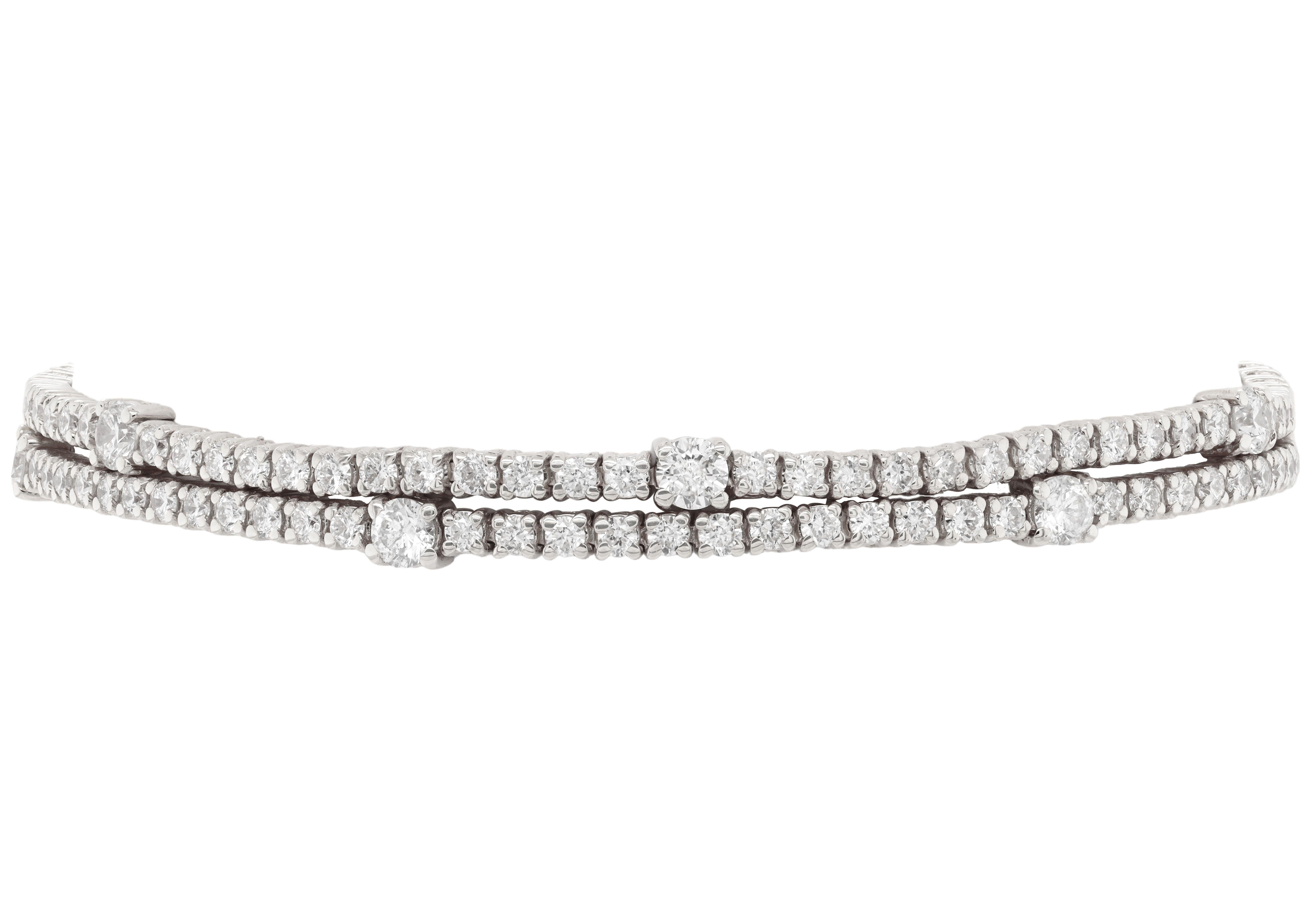 Round Cut Diana M. Custom 4.00 Cts. Diamond Tennis Bracelet 14K White Gold For Sale