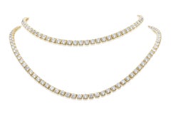 Diana M. Custom 41.30 Cts 4 Prong Diamond 32" 18k Yellow Gold Tennis Necklace