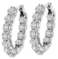 Diana M. Custom 4.25 Cts. Diamond Hoop Earrings 14K White Gold