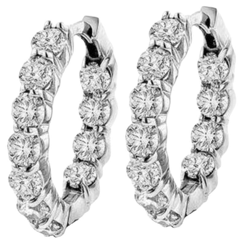 Diana M. Custom 4.25 Cts. Diamond Hoop Earrings 14K White Gold For Sale