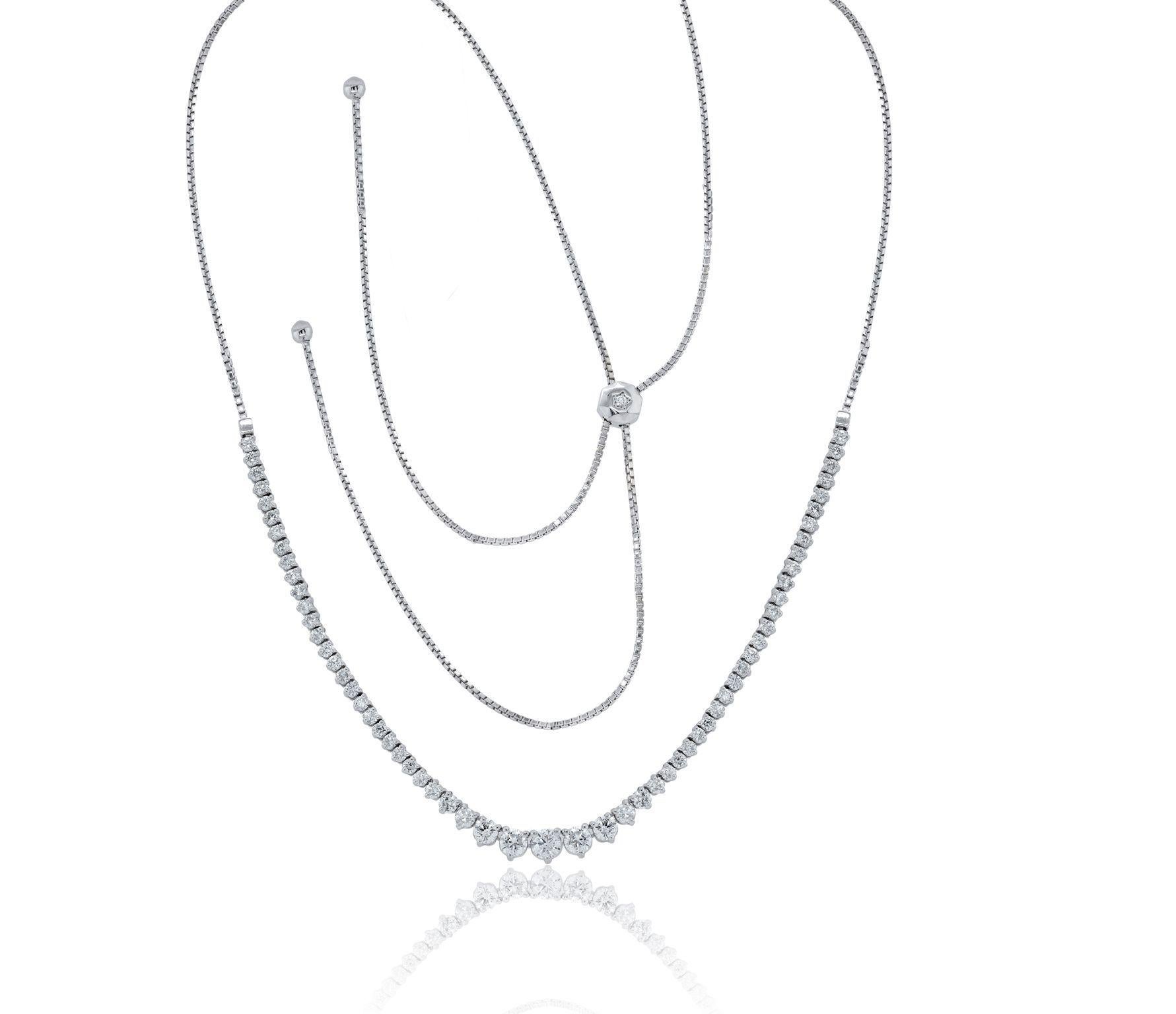 Diana M. I. Custom 4.40 carati. Collana con diamanti a metà strada in oro bianco 14K In condizioni Nuovo in vendita a New York, NY