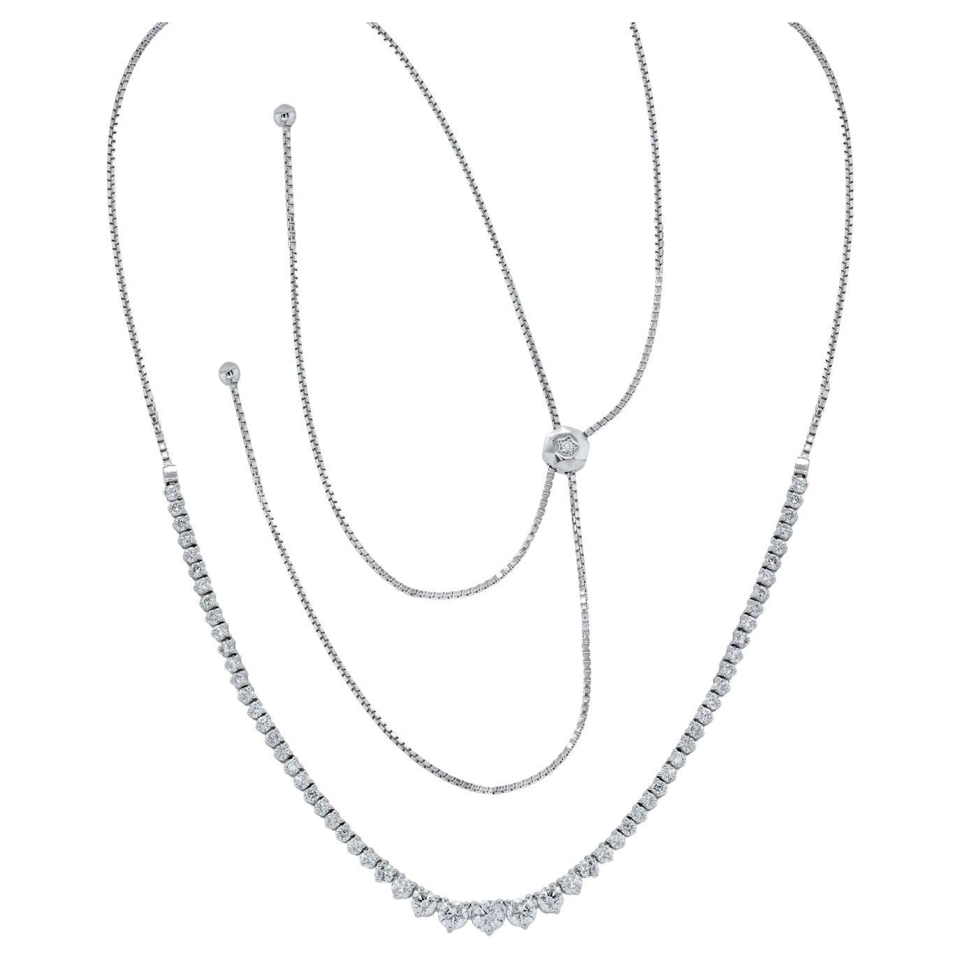 Diana M. I. Custom 4.40 carati. Collana con diamanti a metà strada in oro bianco 14K