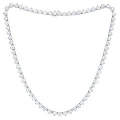 Diana M. Custom 44.10 cts 3 Prong Diamond 18k White Gold 16.5" Tennis Necklace 