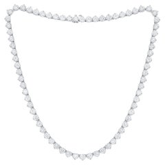 Diana M. Custom 44.10 cts 3 Prong Diamond 18k White Gold 16.5" Tennis Necklace