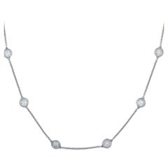Diana M. Personnalisé 4.60 ct  collier diamants ronds par Yard or blanc 14k