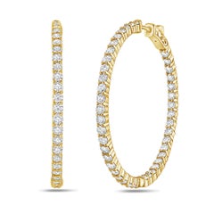 Diana M. Custom 5.00 Cts. Diamond Hoop Earrings 14K Yellow Gold