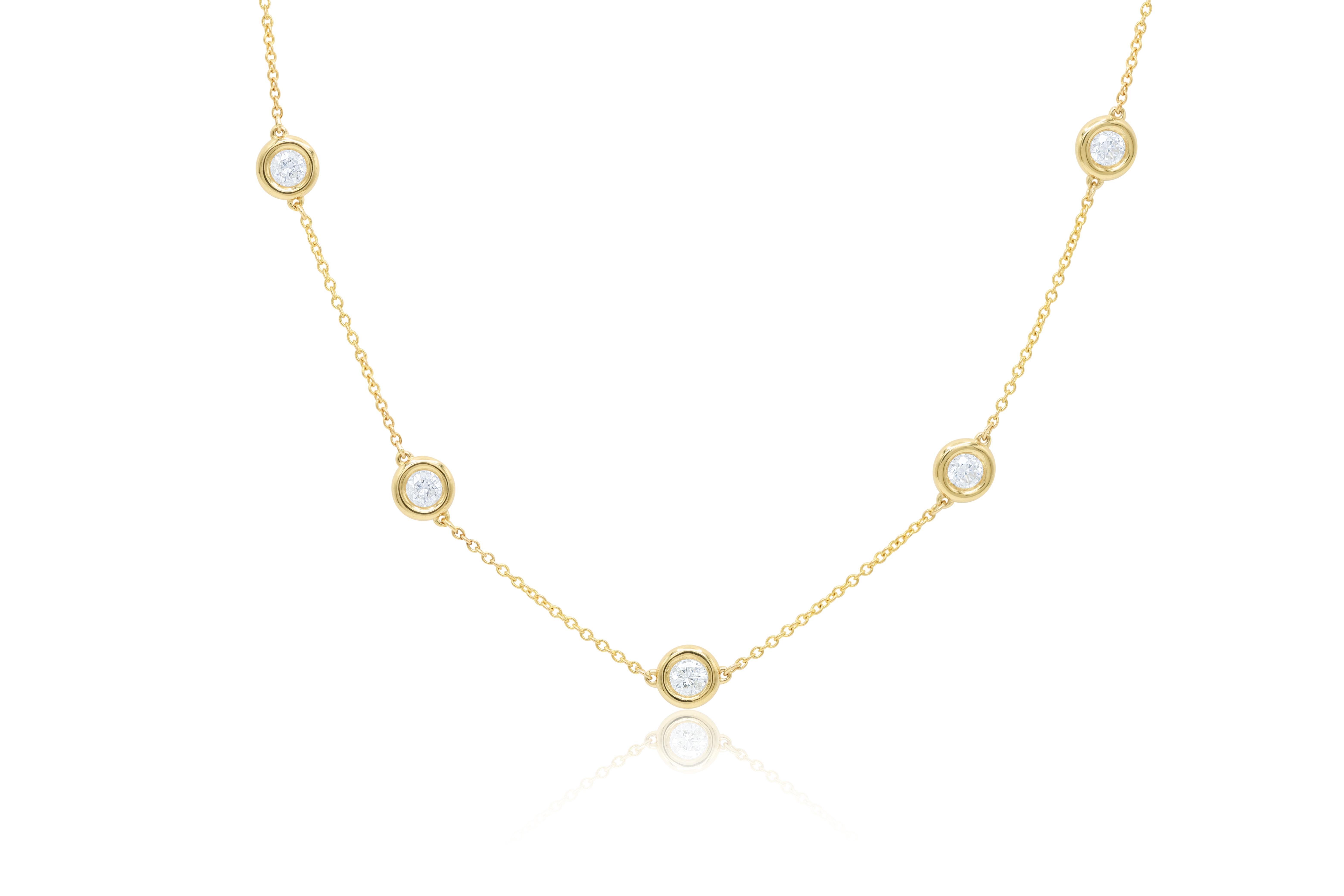Modern Diana M. Custom 5.00 cts Diamonds by the yard necklace 14k Yellow Gold  For Sale