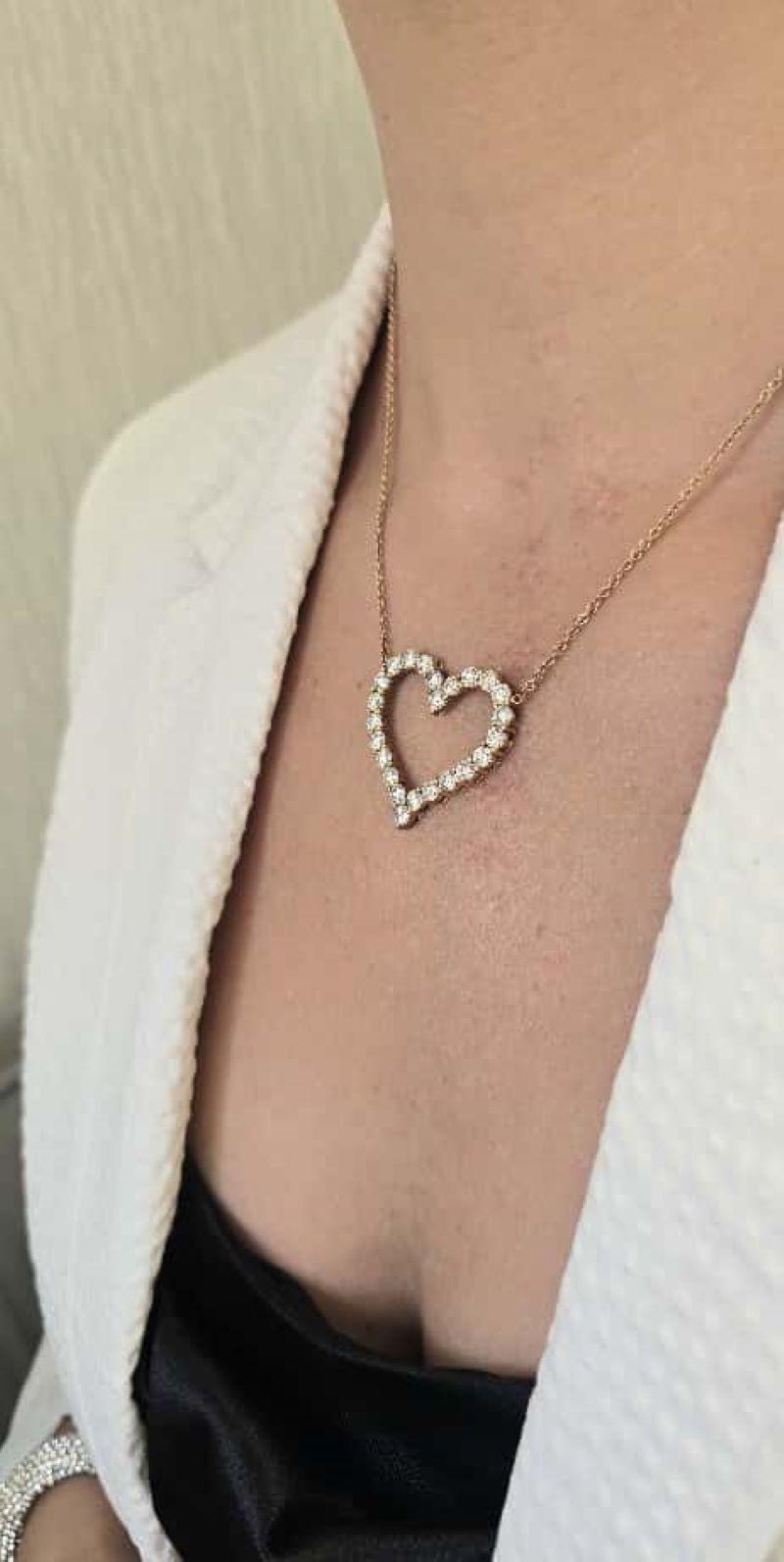 De los hombres Diana M. personalizada 5.60 cts. Colgante de diamantes en forma de corazón de oro rosa de 18 quilates en venta
