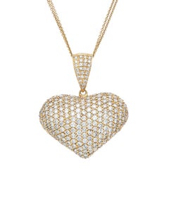 Diana M. Custom 6.65 Cts. Round Diamond Heart Pendant 18K Yellow Gold
