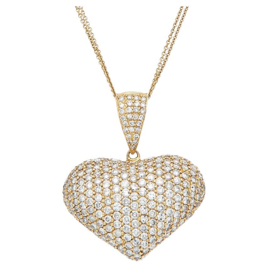 Diana M. personalizada 6.65 cts. Colgante Corazón Diamante Redondo Oro Amarillo 18K