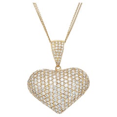 Diana M. personalizada 6.65 cts. Colgante Corazón Diamante Redondo Oro Amarillo 18K