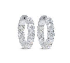 Diana M. Custom 7.10 Cts. Diamond Hoop Earrings 18K White Gold