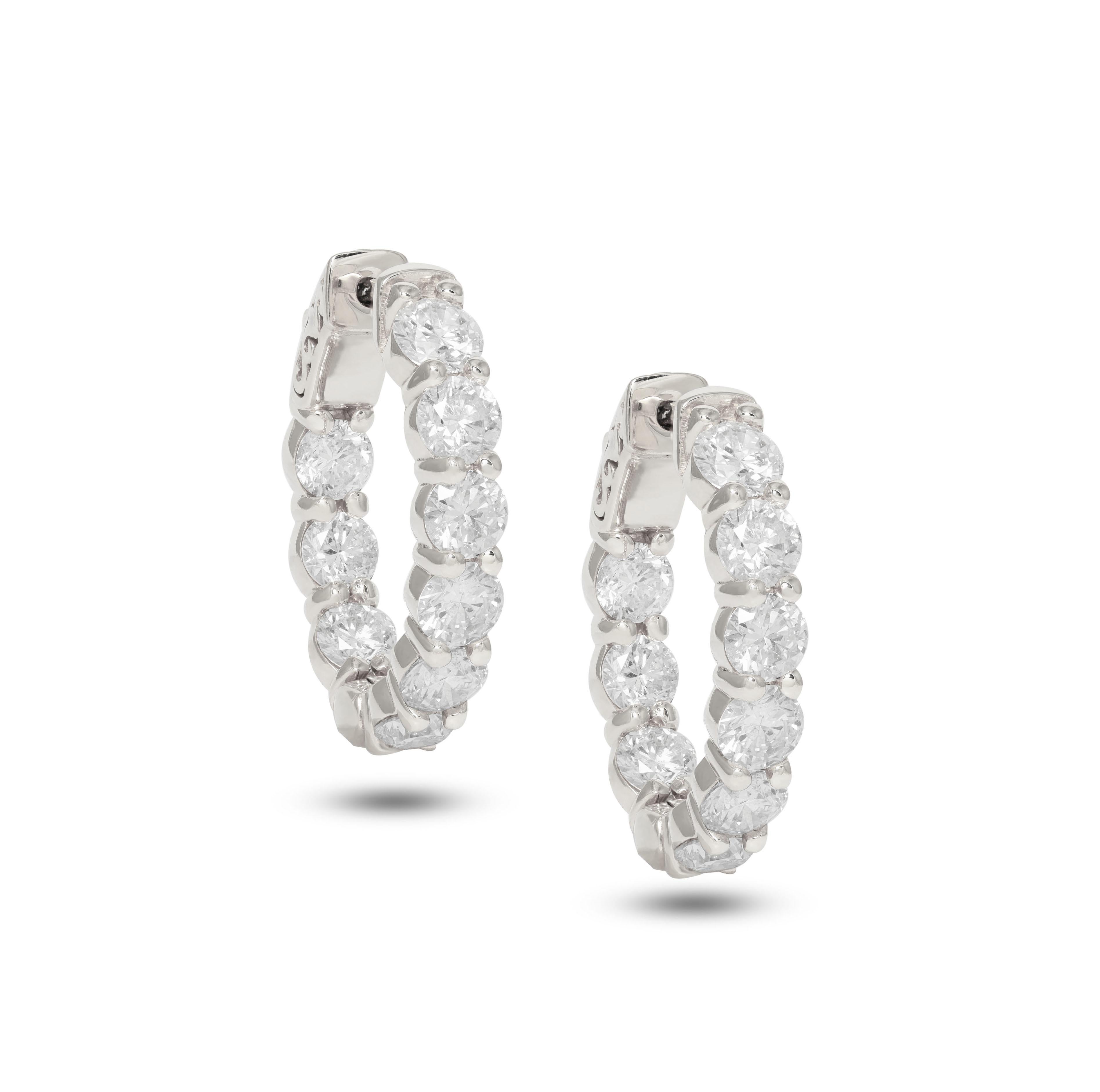 Diana M. Custom 7.50 kt. Diamant-Creolen-Ohrringe 14K Weißgold (Rundschliff) im Angebot