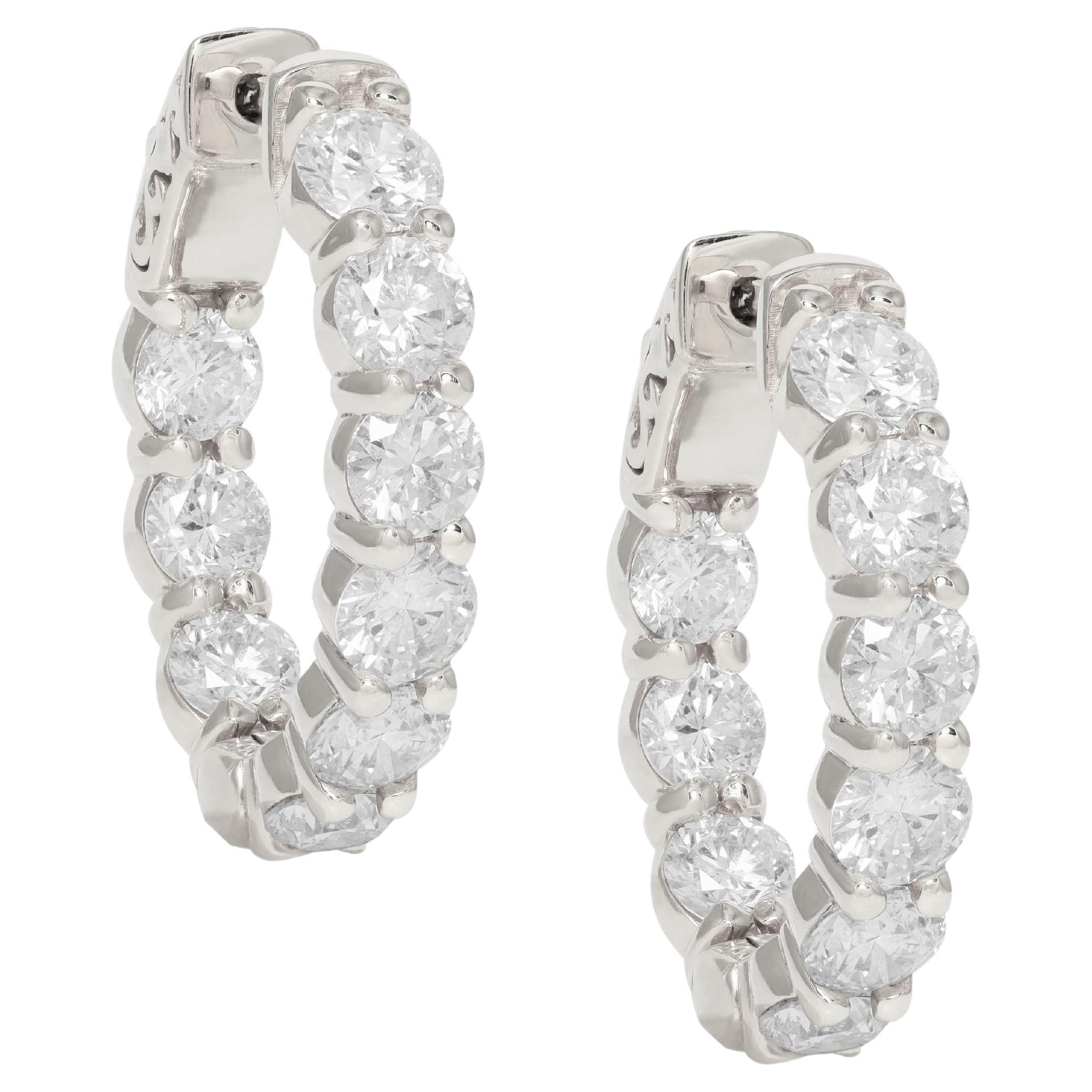 Diana M. Custom 7.50 Cts. Diamond Hoop Earrings 14K White Gold