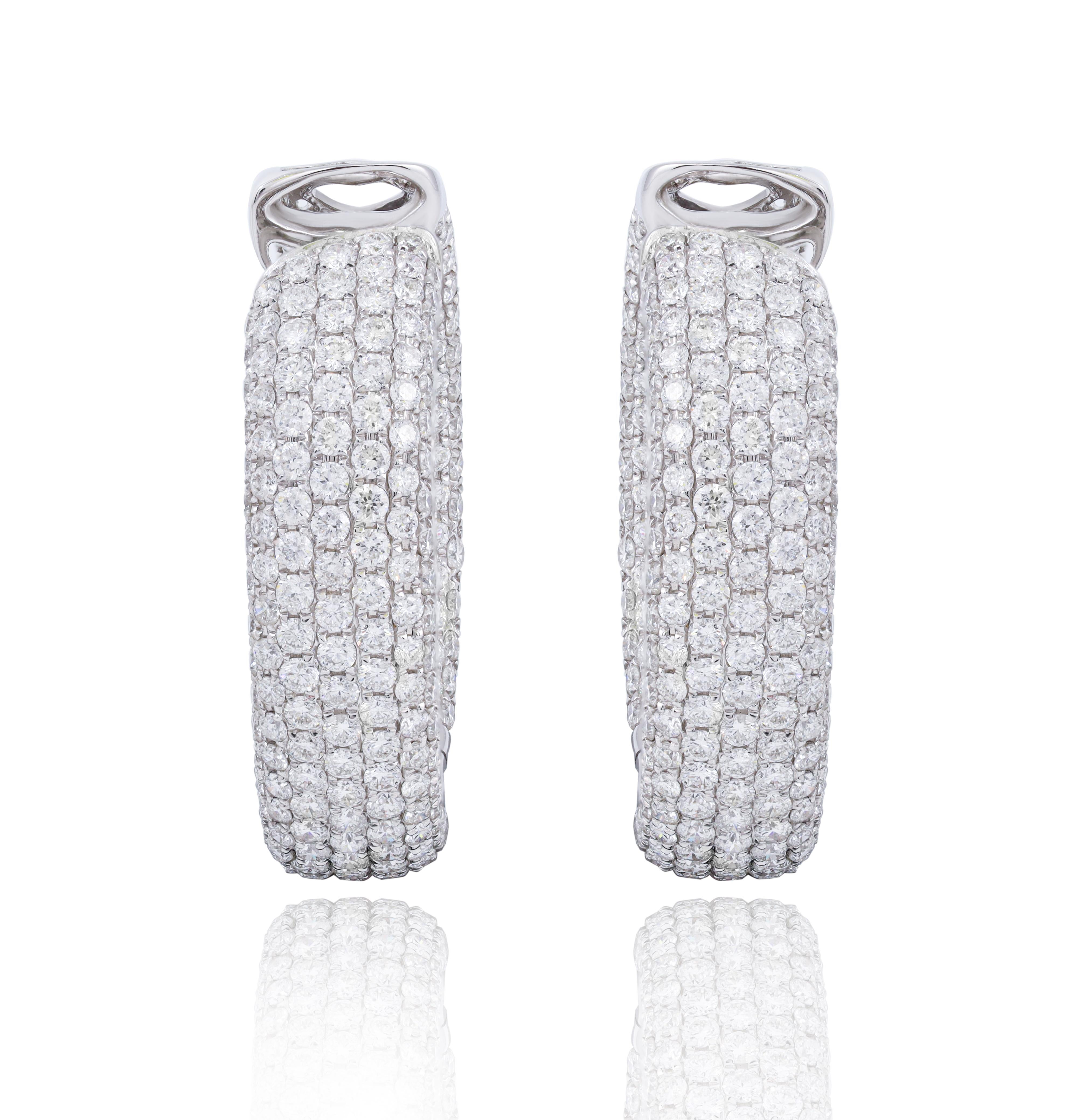 Diana M. Custom 7.50 kt. Diamant-Reifenohrringe 18K Weißgold (Rundschliff) im Angebot