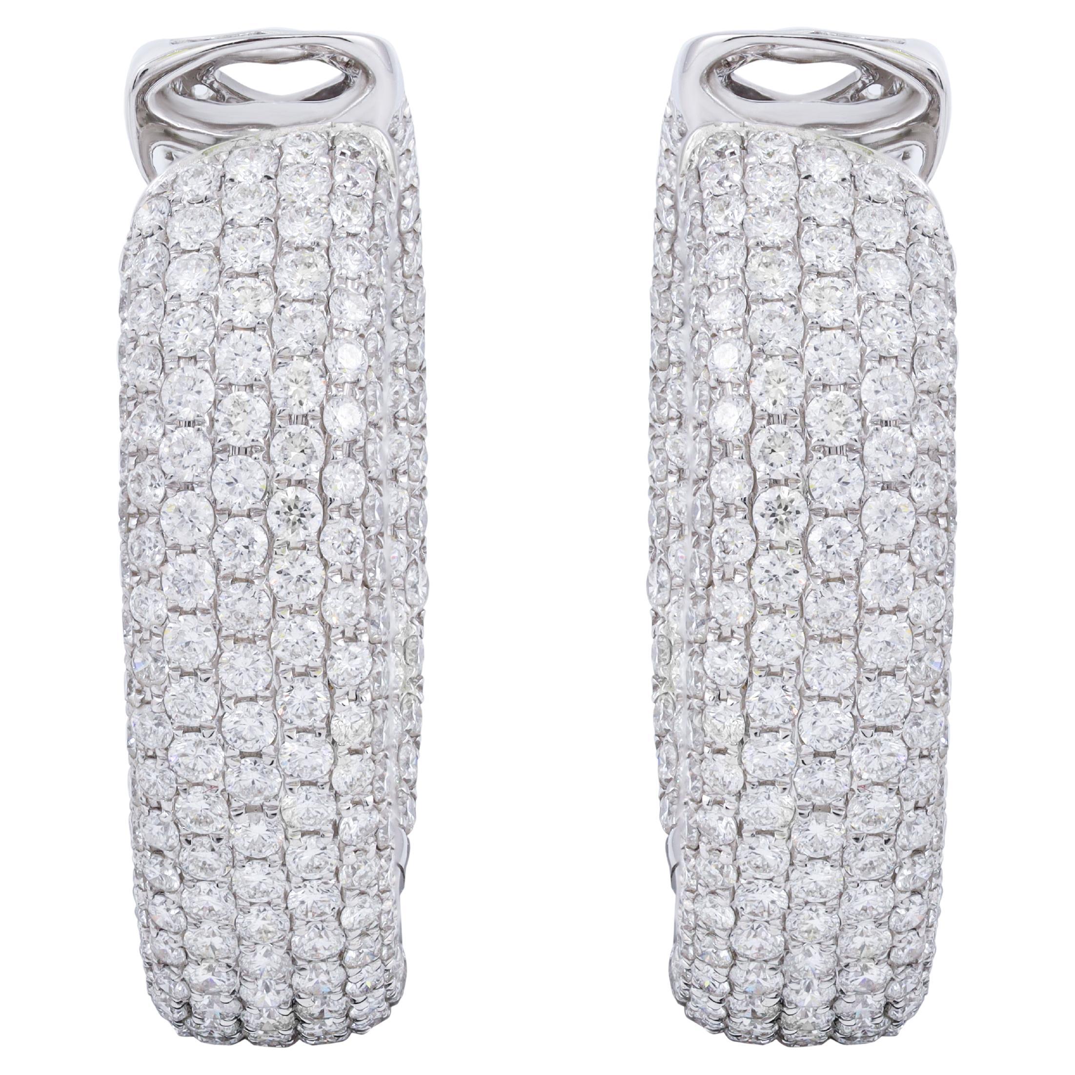 Diana M. Custom 7.50 Cts. Diamond Hoop Earrings 18K White Gold