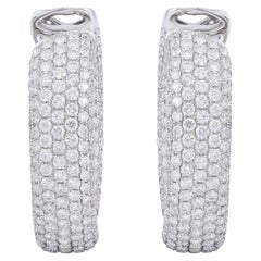 Diana M. Custom 7.50 Cts. Diamond Hoop Earrings 18K White Gold