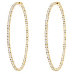 Diana M. Custom 7.50 Cts. Diamond Hoop Earrings 18K Yellow Gold