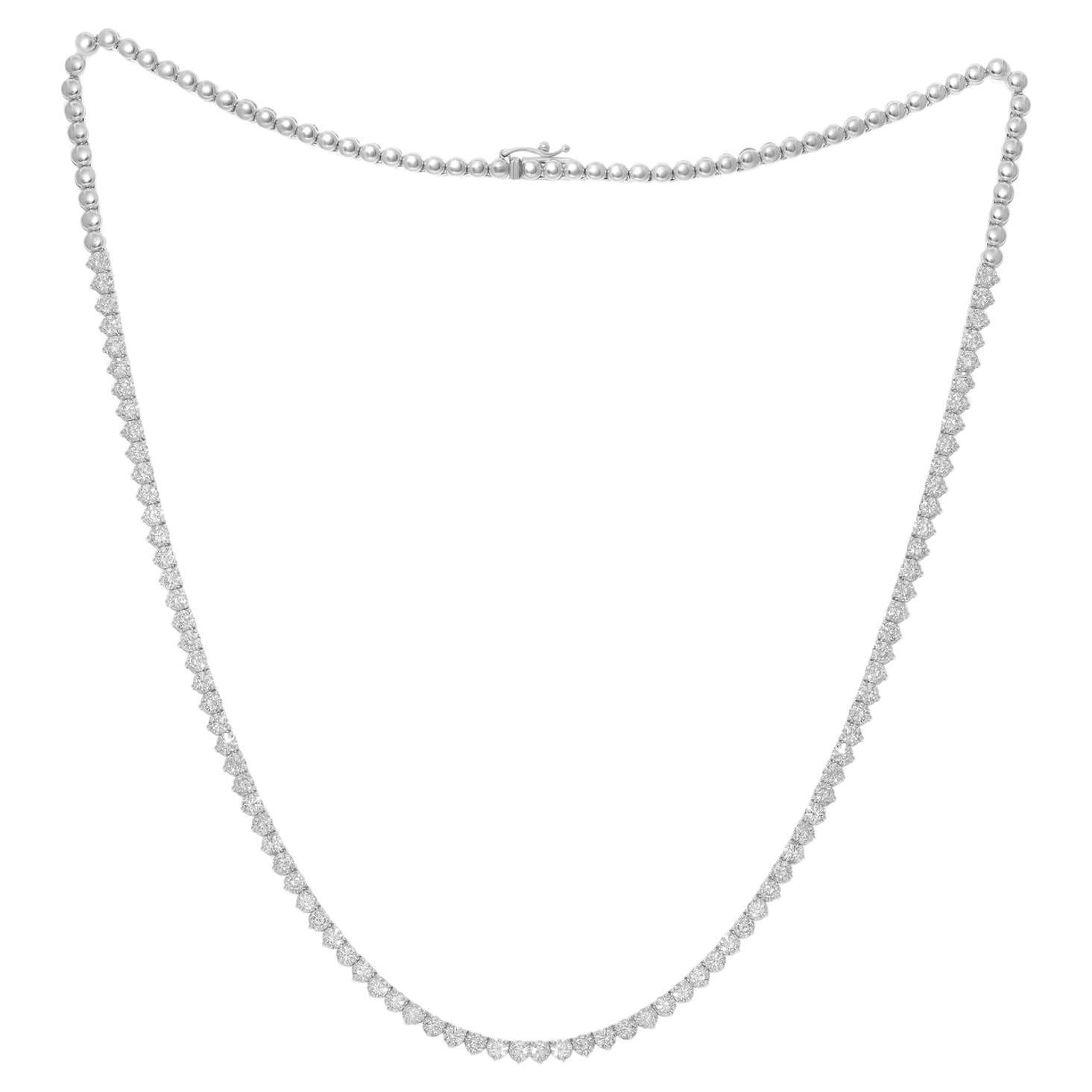 Diana M. Custom 7.50. Cts Round Diamond 17" 14K White Gold Tennis Necklace  For Sale