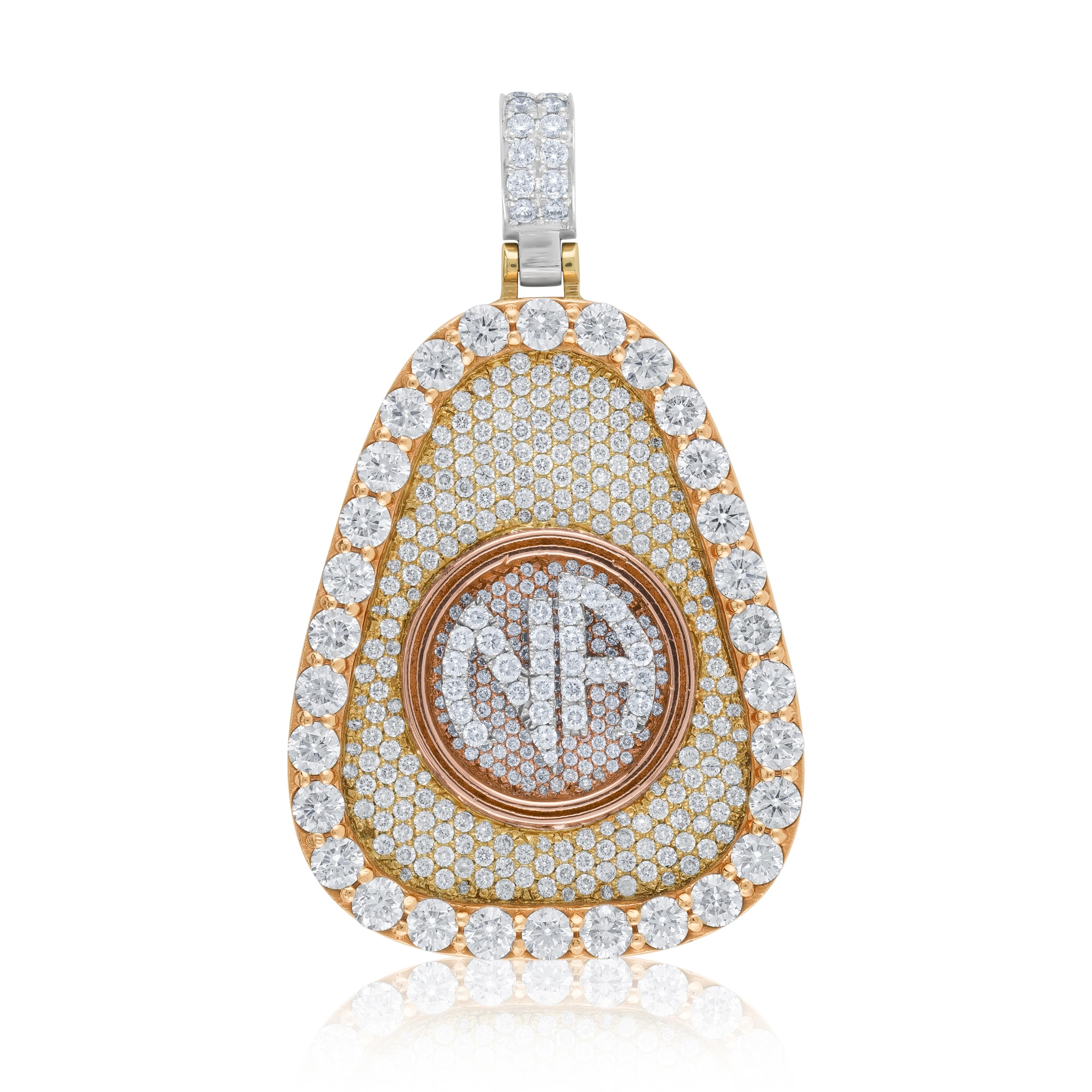Diana M. Custom 8.00 kt. Diamant-Faszination Anhänger 18K Zwei-Ton-Gold (Rundschliff) im Angebot