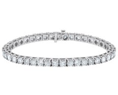 Diana M. Bracelet tennis personnalisé en or blanc 14 carats avec diamants ronds de 8,00 carats