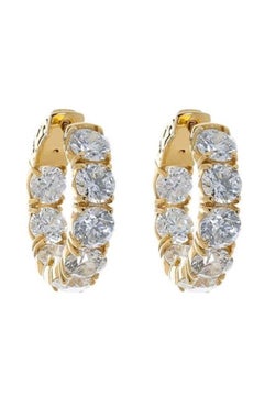 Diana M. Custom 8.20 Cts. Diamond Hoop Earrings 18K Yellow Gold