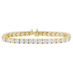 Diana M. Bracelet tennis personnalisé à 4 griffes avec diamants ronds de 8,35 carats  en or jaune