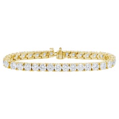Diana M. I. Bracciale da tennis personalizzato con diamanti rotondi a 4 punte da 8,35 carati  in oro giallo