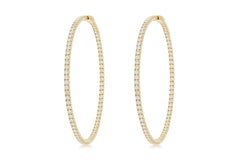 Diana M. Custom 8.50 Cts. Diamond Hoop Earrings 18K Yellow Gold