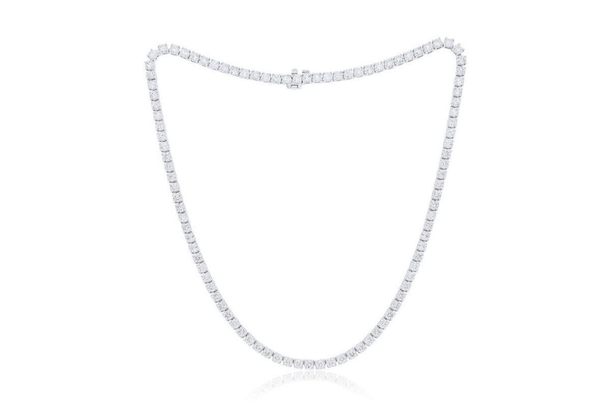 14kt white gold diamond tennis necklace weighing 8.60 cts tw in a four prong setting 