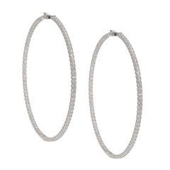 Diana M. Custom 8.70 Cts. Diamond Hoop Earrings 18K White Gold