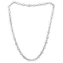 A&M. Custom 9.60 cts Round Diamond 16" 18k White Gold Necklace