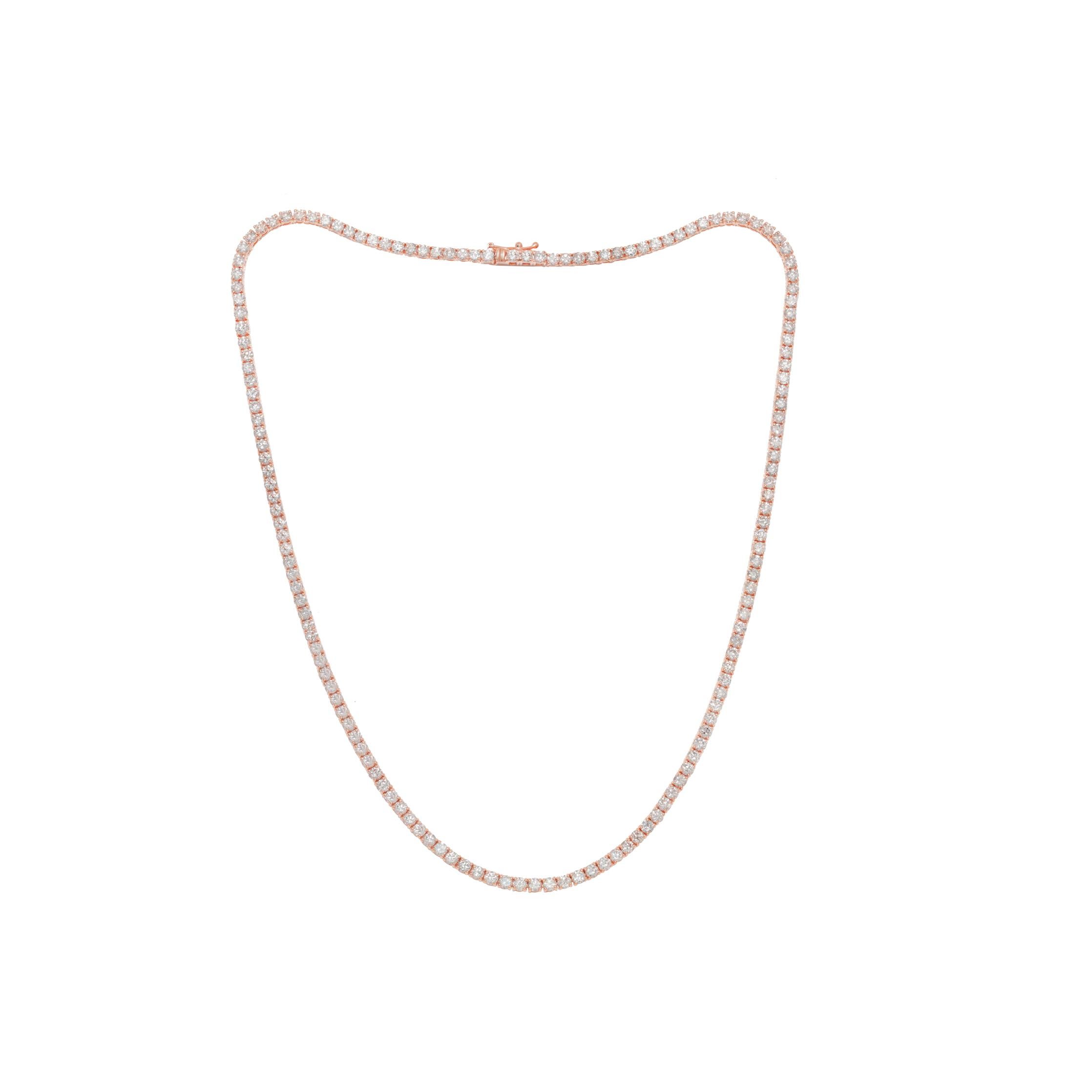 Diana M. Custom 9.70 Cts. Diamond Tennis Necklace 14K Rose Gold (Rosenschliff) im Angebot
