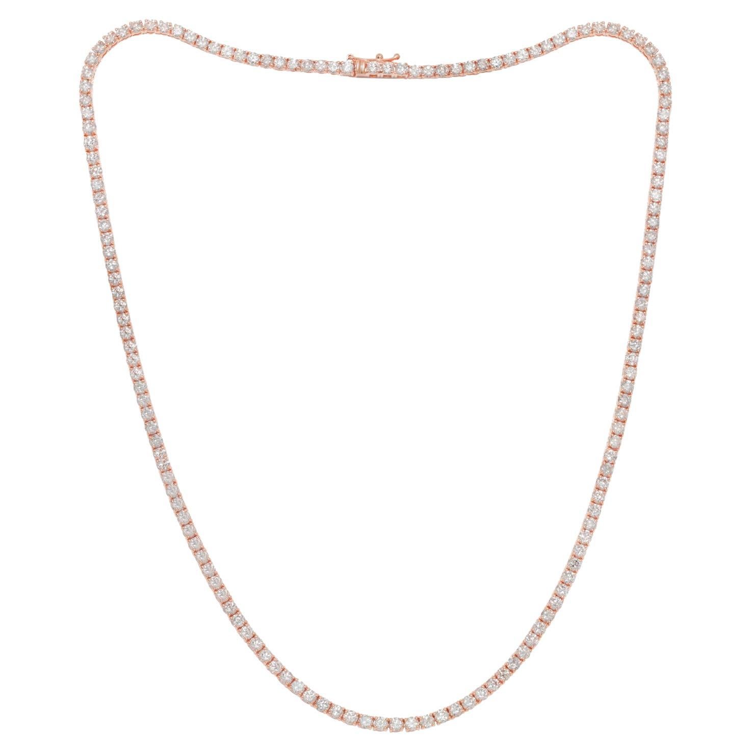 Diana M. Custom 9.70 Cts. Diamond Tennis Necklace 14K Rose Gold